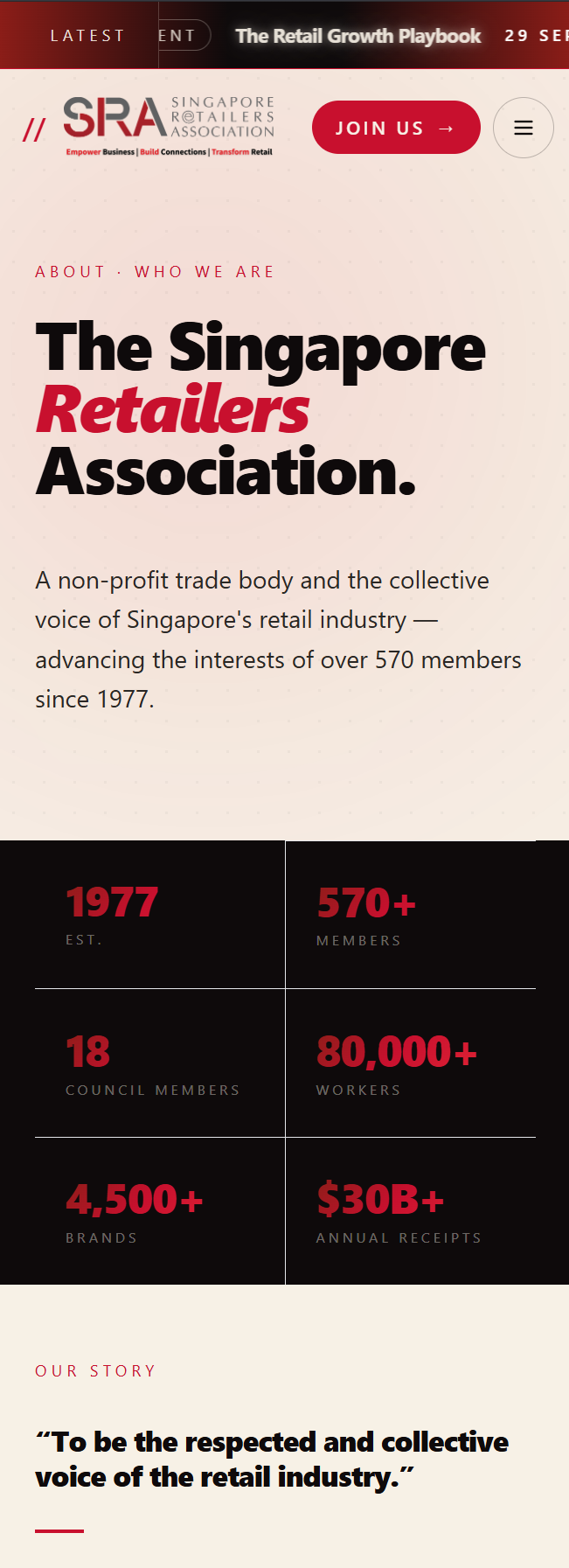 Singapore Retailers Association mobile screenshot